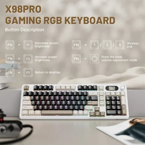 ATTACK SHARK X98Pro Wireless Mechanical RGB Gaming Keyboard – Cheese White/Star Black/Night Black/Blackberries