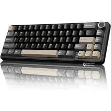 Attack Shark X66 Wireless Mechanical Gaming Keyboard with Knob, Tri Mode USB-C/BT5.0/2.4G Gasket Mounted 60% RGB Gaming Keyboard, Side Printed PBT Keycap, Hot Swappable Strawberry Switch (Star Black) gallery image 2