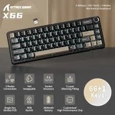 Attack Shark X66 Wireless Mechanical Gaming Keyboard with Knob, Tri Mode USB-C/BT5.0/2.4G Gasket Mounted 60% RGB Gaming Keyboard, Side Printed PBT Keycap, Hot Swappable Strawberry Switch (Star Black) gallery image 1