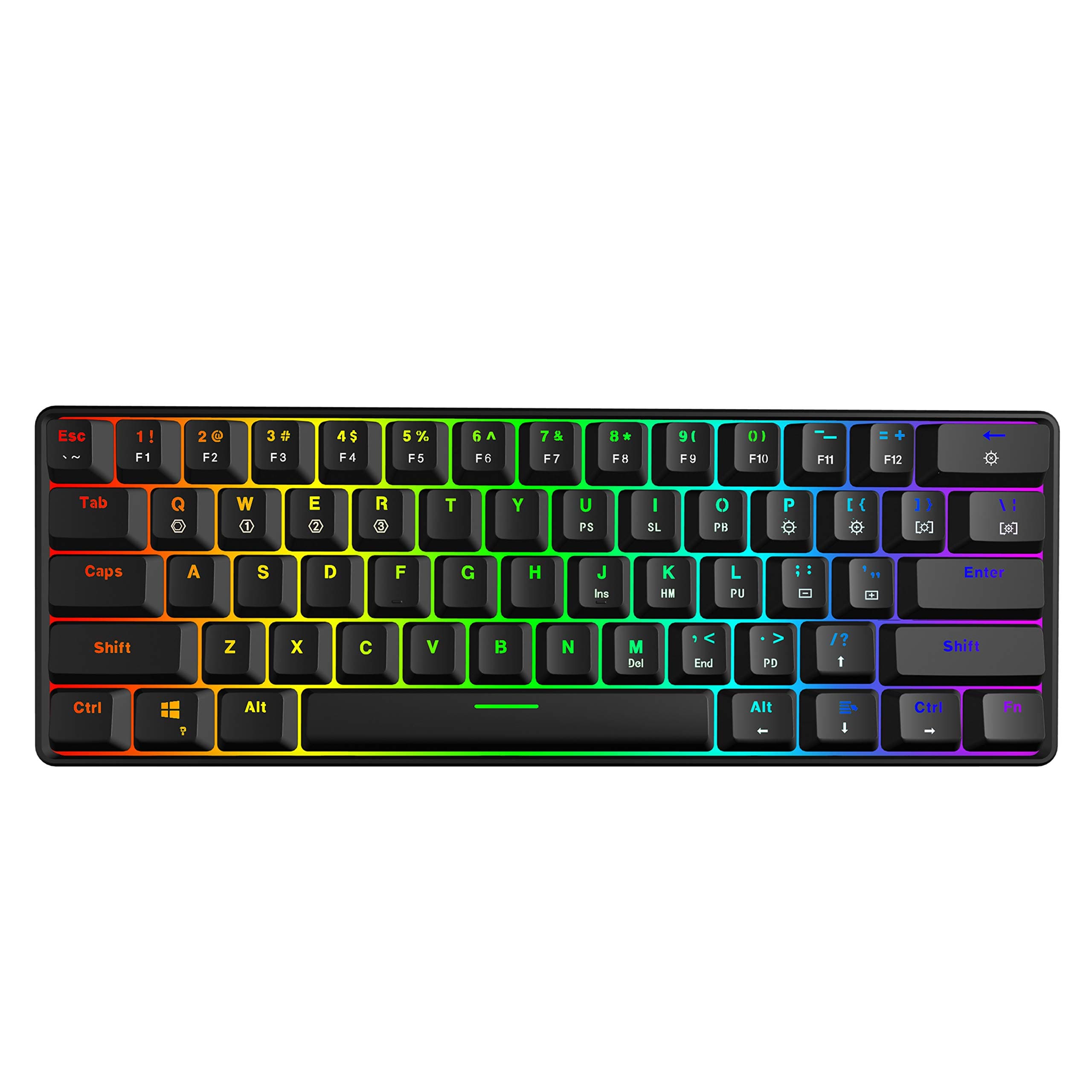 Skyloong GK61 Black Tri-mode Wireless RGB Mechanical Keyboard – Yellow Switches