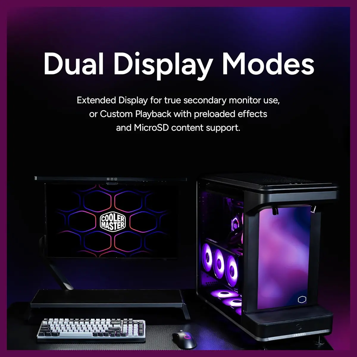 Cooler Master MasterFrame 360 Stage LCD ATX Mid-Tower PC Case, 430mm GPU, 360mm Radiator, PCIe 5.0 Ready, USB-C gallery image 6