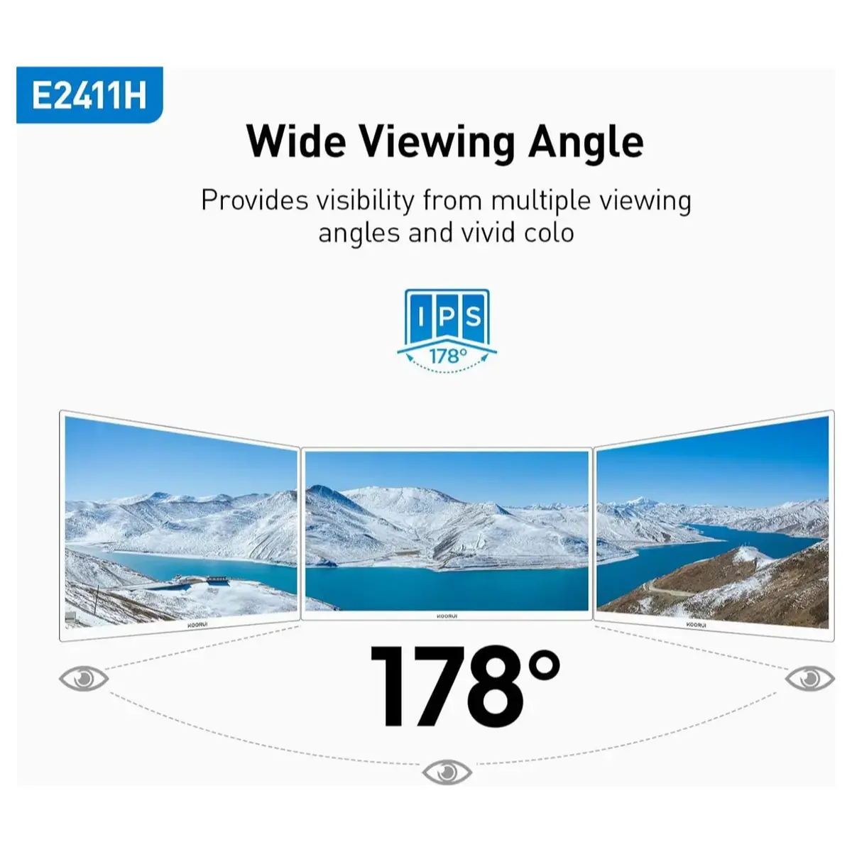 Koorui E2411H Gaming Monitor 24 Inch 120Hz IPS FHD 99% sRGB FreeSync VESA Mount HDMI 1.4 VGA gallery image 3