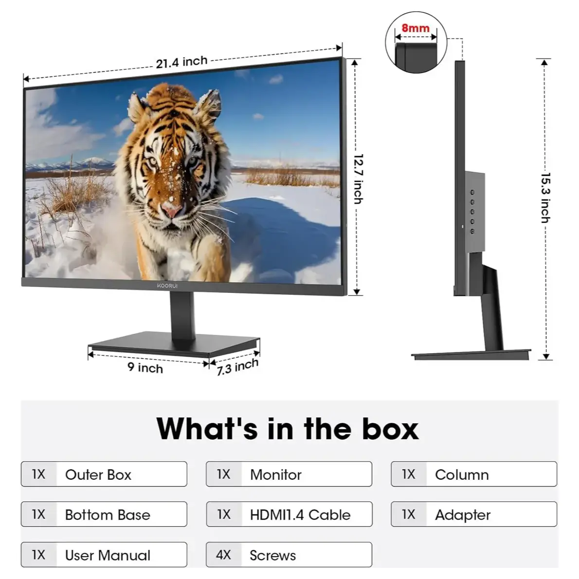 Koorui E2411H Gaming Monitor 24 Inch 120Hz IPS FHD 99% sRGB FreeSync VESA Mount HDMI 1.4 VGA gallery image 5