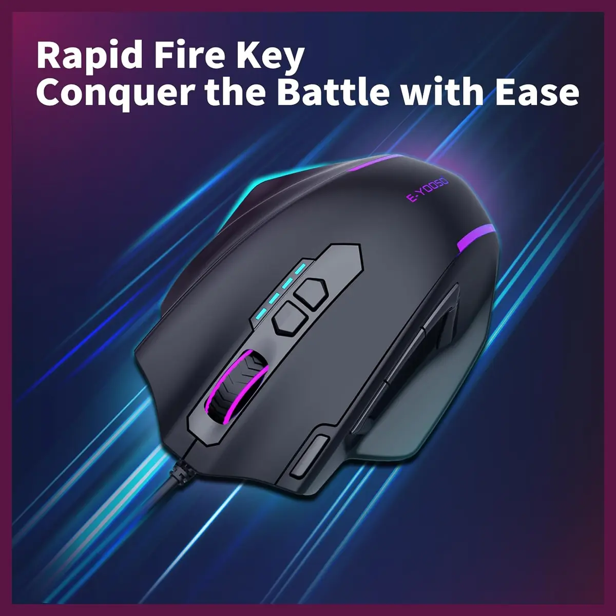 E-YOOSO X-41 Pro Wired Large Gaming Mouse, 200-12400 DPI Pixart PAW3327 Sensor, RGB Backlit gallery image 6