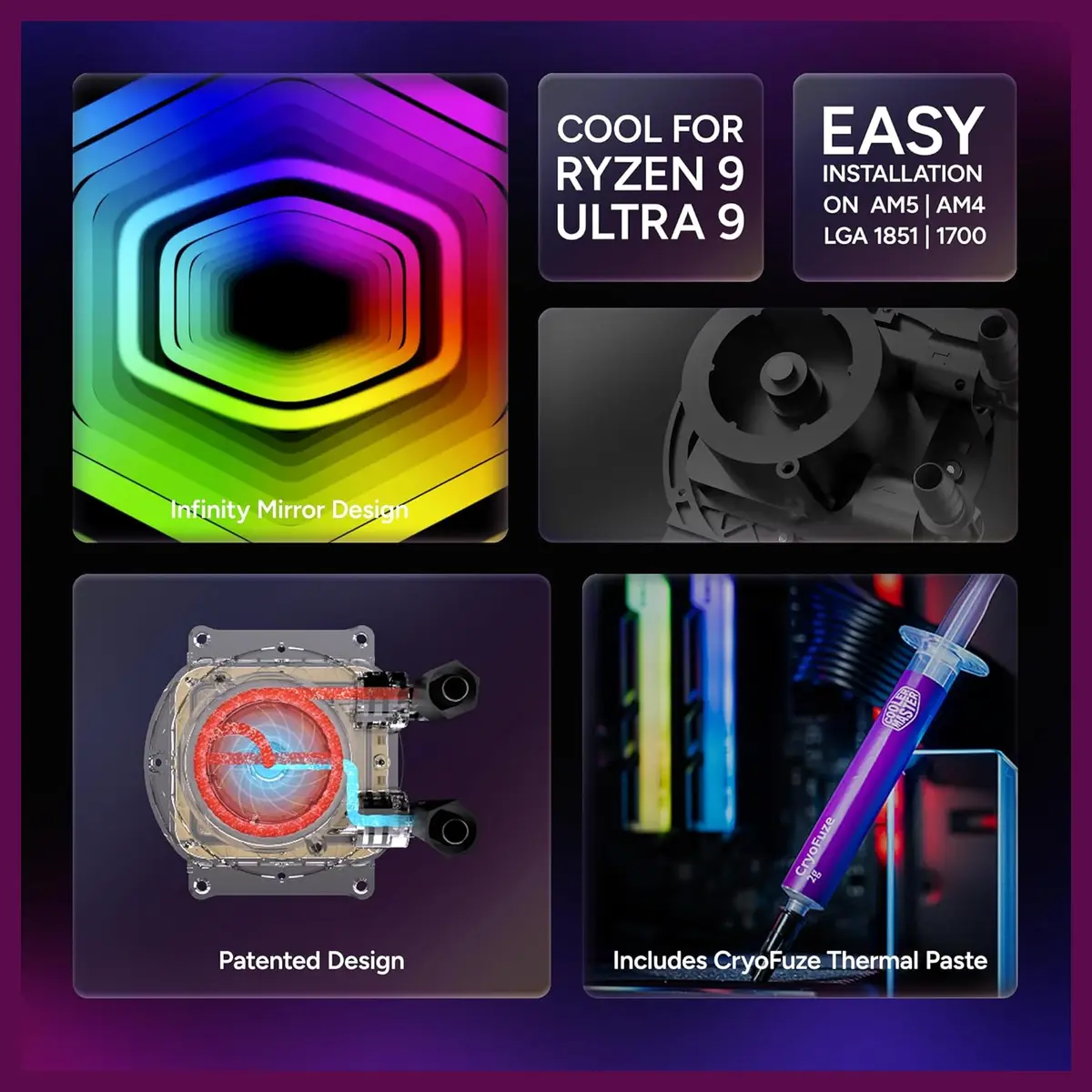 Cooler Master MasterLiquid Core II 360 Liquid CPU AIO Cooler, 360mm Radiator gallery image 9