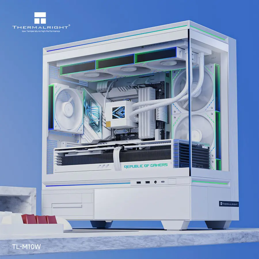 Thermalright TL-M10W Mid-Tower mATX PC Case, Tempered Glass, ABS and SPCC, USB 3.0x2, Type-C, Audio Mic, GPU Length Limit 360mm, White gallery image 2