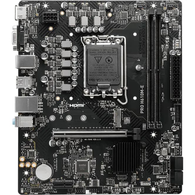 MSI PRO H610M-E Motherboard, LGA1700 Socket, DDR5 Up To 5600MHz, PCIe 4.0, Micro-ATX