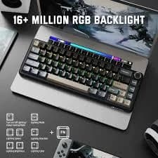 Attack Shark X66 Wireless Mechanical Gaming Keyboard with Knob, Tri Mode USB-C/BT5.0/2.4G Gasket Mounted 60% RGB Gaming Keyboard, Side Printed PBT Keycap, Hot Swappable Strawberry Switch (Star Black)