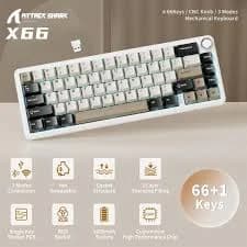 ATTACK SHARK X66 Wireless Gasket Mechanical Keyboard Strawberry Switch – Cheese white